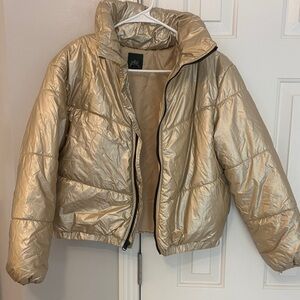 wild fable Metallic Gold Puffer Jacket